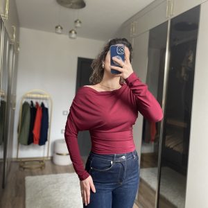 Kayık Yaka Bluz Bordo