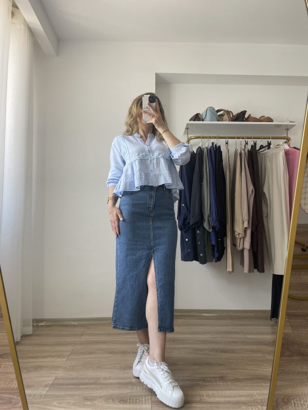ZR Denim Etek Orta Mavi - Görsel 6