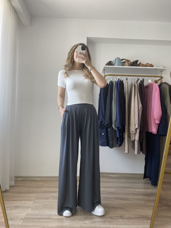 Oys Modal Pileli Pantolon Koyu Gri - Görsel 10