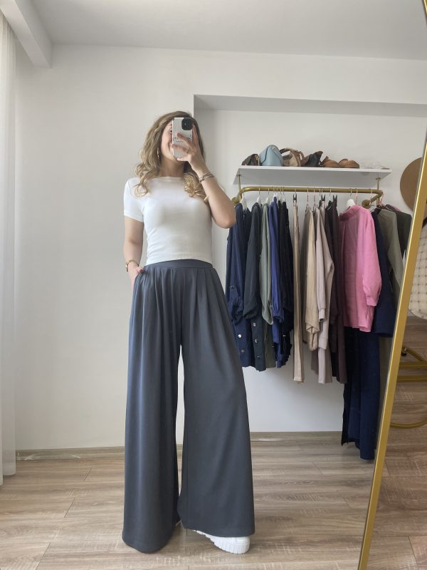 Oys Modal Pileli Pantolon Koyu Gri - Görsel 8