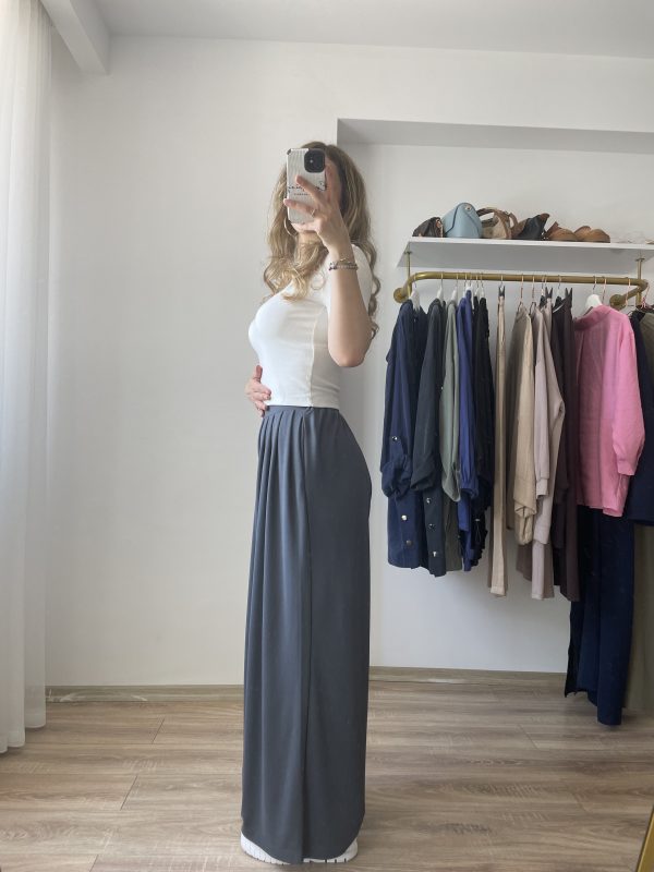 Oys Modal Pileli Pantolon Koyu Gri - Görsel 9