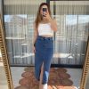 ZR Denim Etek Orta Mavi