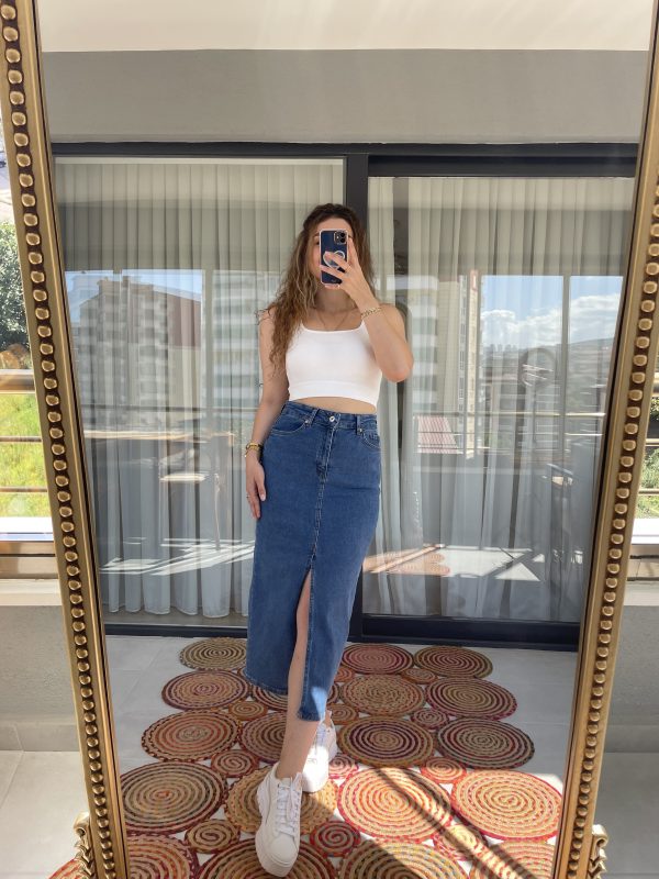 ZR Denim Etek Orta Mavi - Görsel 3