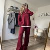 Relax Polo Yaka Triko Takım Bordo