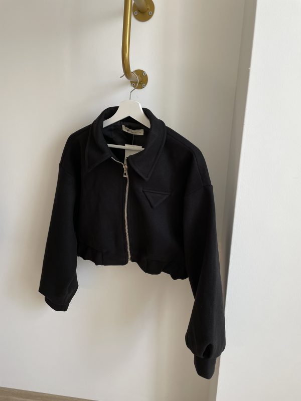 Marka Model Kaşe Bomber Ceket Siyah - Görsel 7