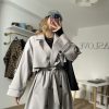 Premium Oversize Trençkot Gri - Görsel 5