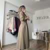 Fermuarlı Uzun Kol Maxi Elbise Haki - Görsel 4