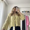Püskül Detay Bağlamalı Gömlek Yağ Yeşili