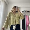 Püskül Detay Bağlamalı Gömlek Yağ Yeşili - Görsel 5