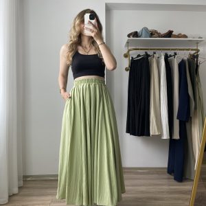 Gofre Cepli Etek Yeşil