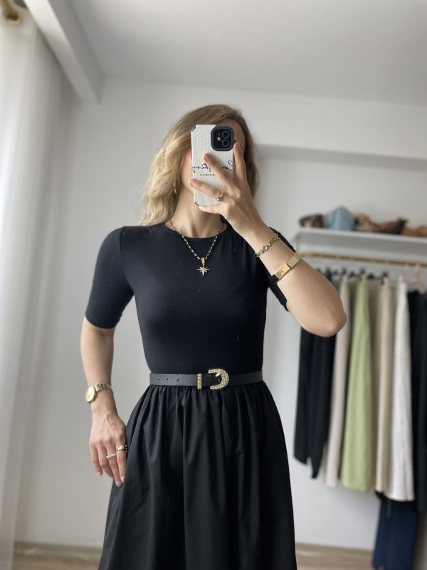Poplin Elbise Maxi Boy Siyah - Görsel 2