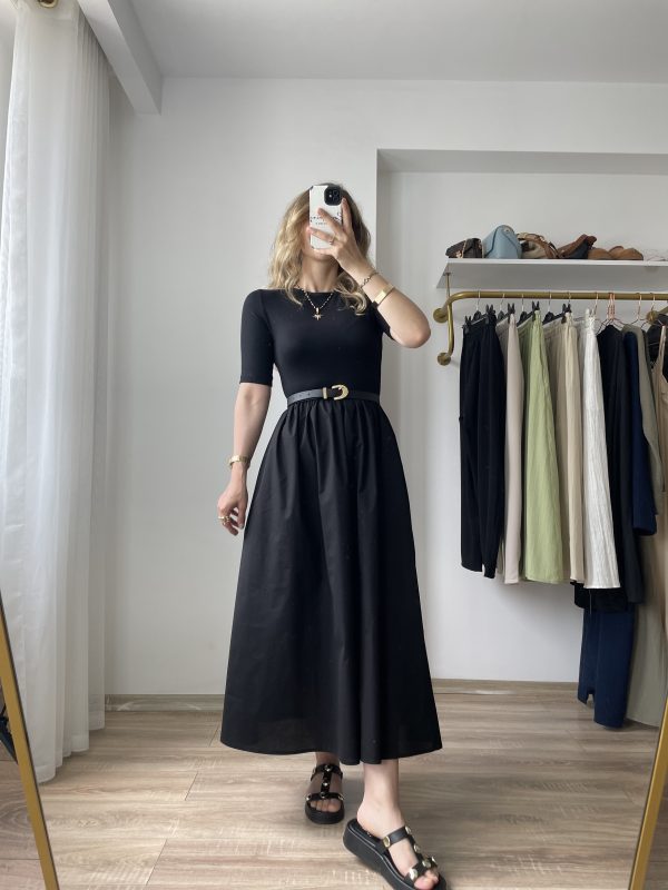 Poplin Elbise Maxi Boy Siyah - Görsel 7