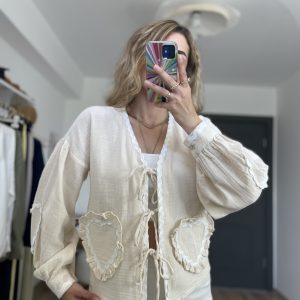 Kalpli Bağlamalı Müslin Gömlek Taş